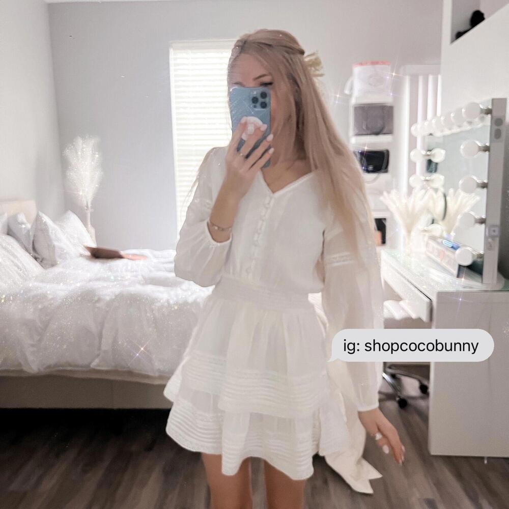 aerie rock n ruffle white mini dress